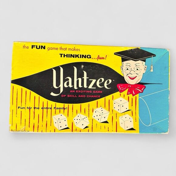 Vintage Dated 1956 Yahtzee Board Game Original Box Complete E.S. Lowe Co. Inc - Picture 2 of 8